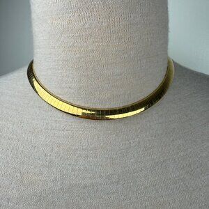 Vintage Gold Tone Omega Chain Choker Necklace Collar 16"